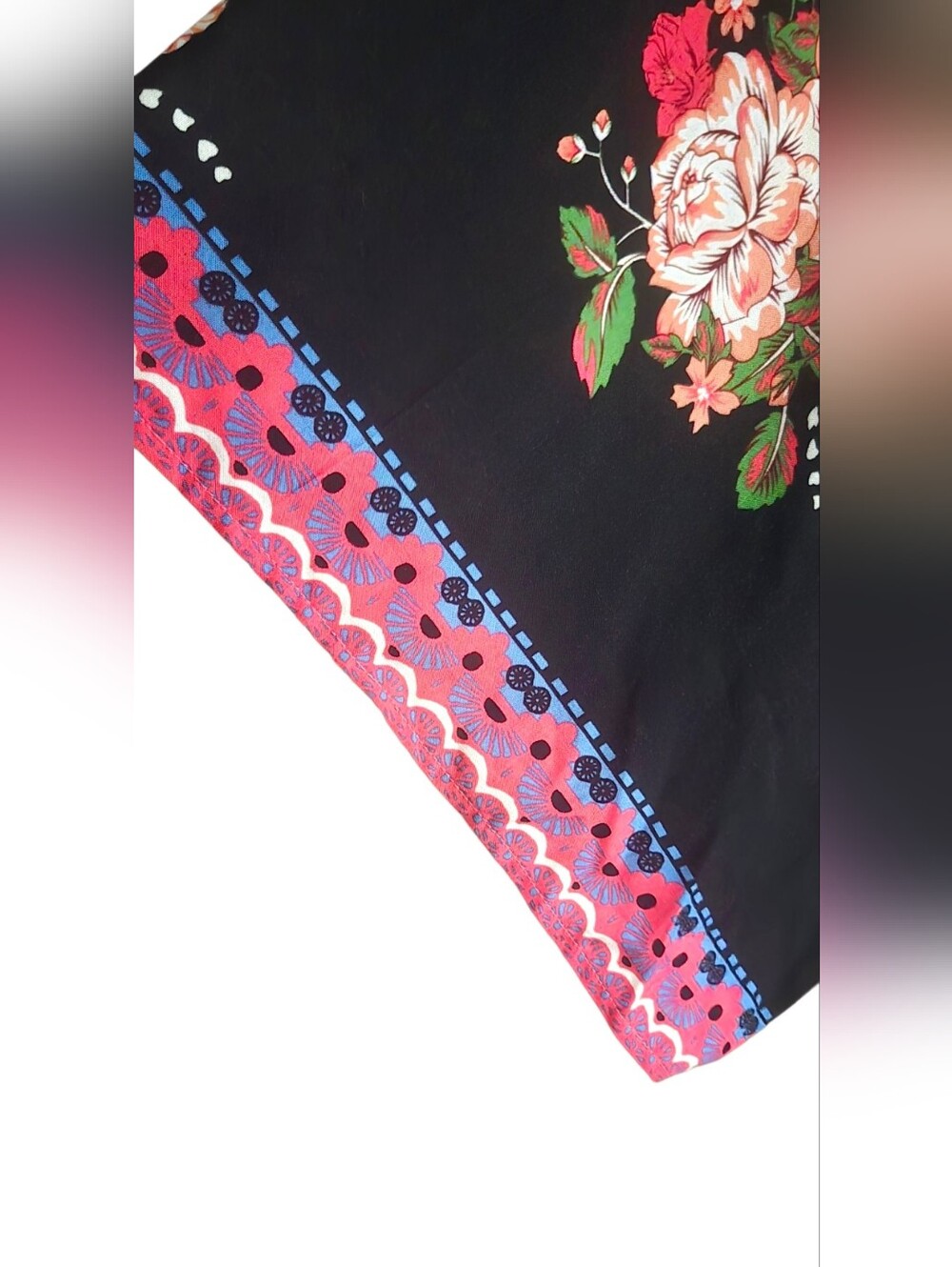 Flying Tomato Kimono Long Open Black Floral Boho Flowy Size S/M - Picture 5 of 8